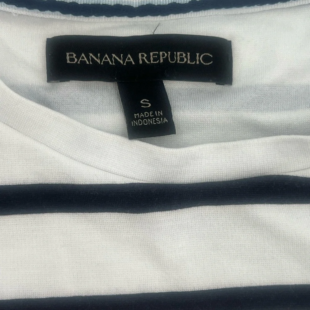 Banana Republic Black White Striped Soft Ponte Belted Sleeveless Midi Dress S
